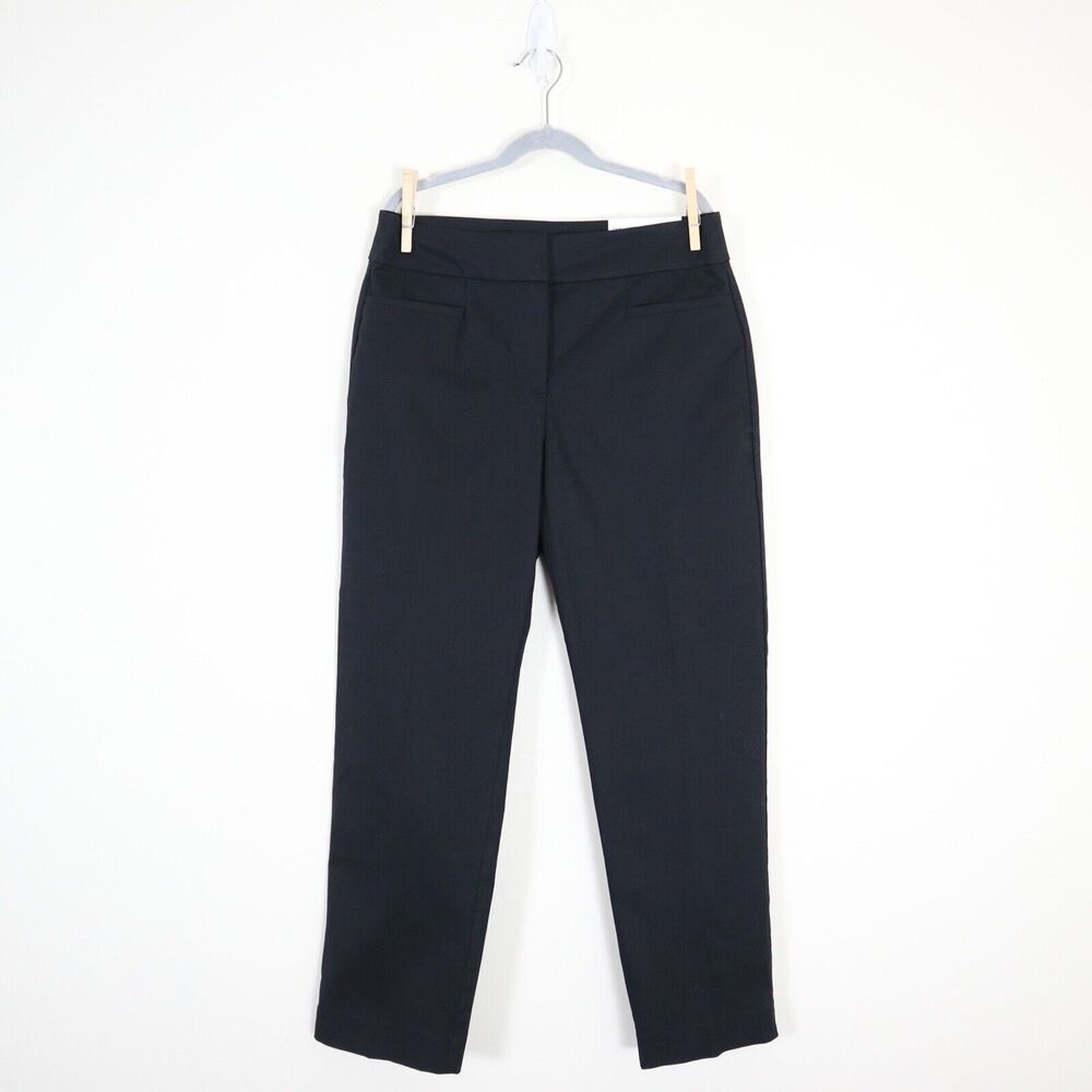 NWT Ann Taylor Size 0 The Crop Mid Rise Slim Leg Pants Black - Picture 2 of 10